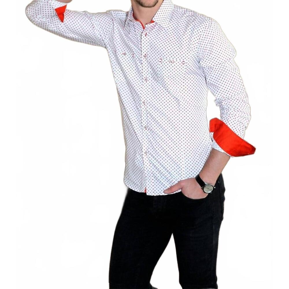 NEW EIGHT X digital print long sleeve shirt with pockets in red